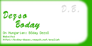 dezso boday business card