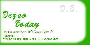 dezso boday business card